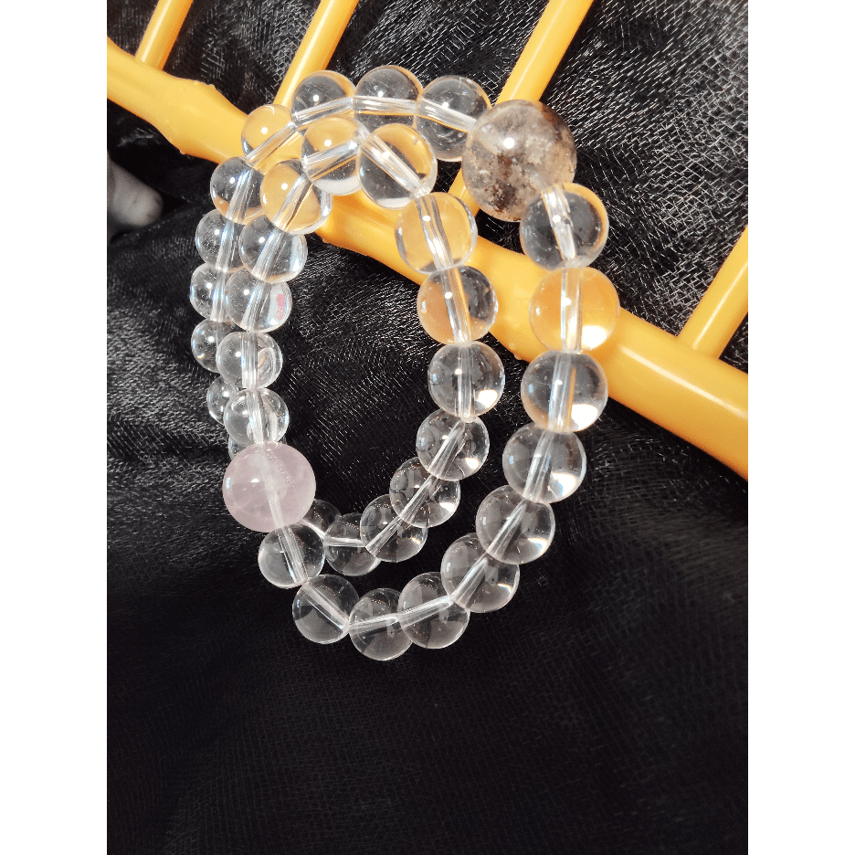 Playful Sparkling Unique Green Ghost and Pink Crystal Bracelet